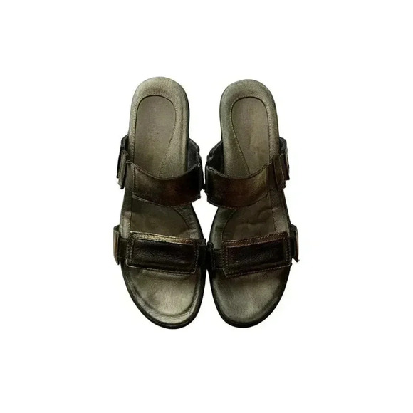 Naot Women's Treasure 2 Strap Metal Pewter Platform 3 Inches Wedge Sandal Size39 - Picture 1 of 11